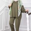 Oyşo Tunic and Pants Two-Piece Set Khaki