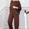 Oyşo Tunic and Pants Two-Piece Set Brown