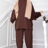 Oyşo Tunic and Pants Two-Piece Set Brown – Image 4