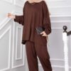 Oyşo Tunic and Pants Two-Piece Set Brown – Image 3