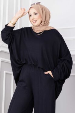 Alternative view of Oyşo Tunic and Pants Two-Piece Set Navy Blue