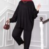 Oyşo Tunic and Pants Two-Piece Set Black