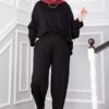 ⁦Oyşo Tunic and Pants Two-Piece Set Black⁩ - الصورة ⁦3⁩