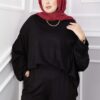 ⁦Oyşo Tunic and Pants Two-Piece Set Black⁩ - الصورة ⁦2⁩