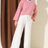 Hemmed ankle French terry two-thread knit pants Ecru – Image 2