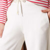 Hemmed ankle French terry two-thread knit pants Ecru – Image 4