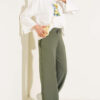 Hemmed ankle French terry two-thread knit pants Khaki – Bild 2
