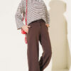 Hemmed ankle French terry two-thread knit pants Brown – Bild 2