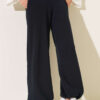 Hemmed ankle French terry two-thread knit pants Navy Blue