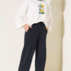 Hemmed ankle French terry two-thread knit pants Navy Blue - الصورة 2