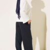 Hemmed ankle French terry two-thread knit pants Navy Blue - الصورة 3