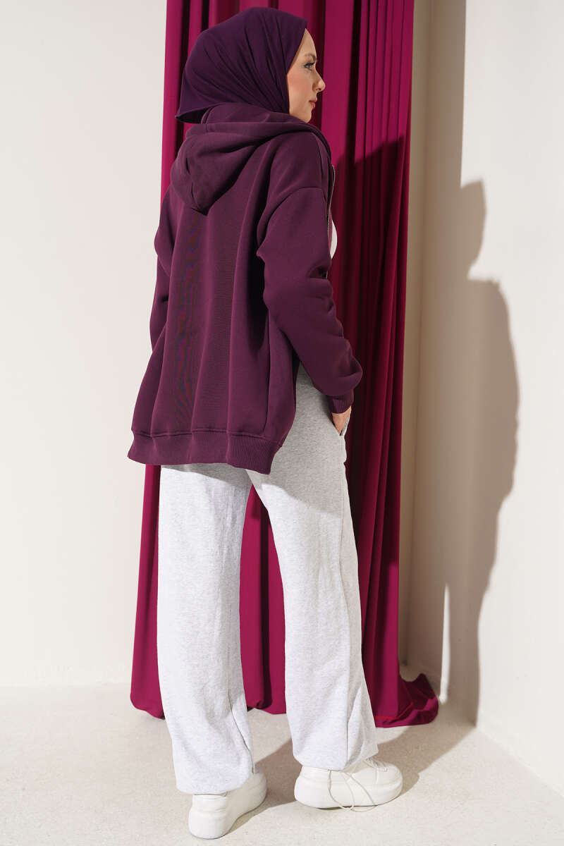 Hemmed ankle French terry two-thread knit pants Grey – Bild 3