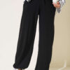 Hemmed ankle French terry two-thread knit pants Black