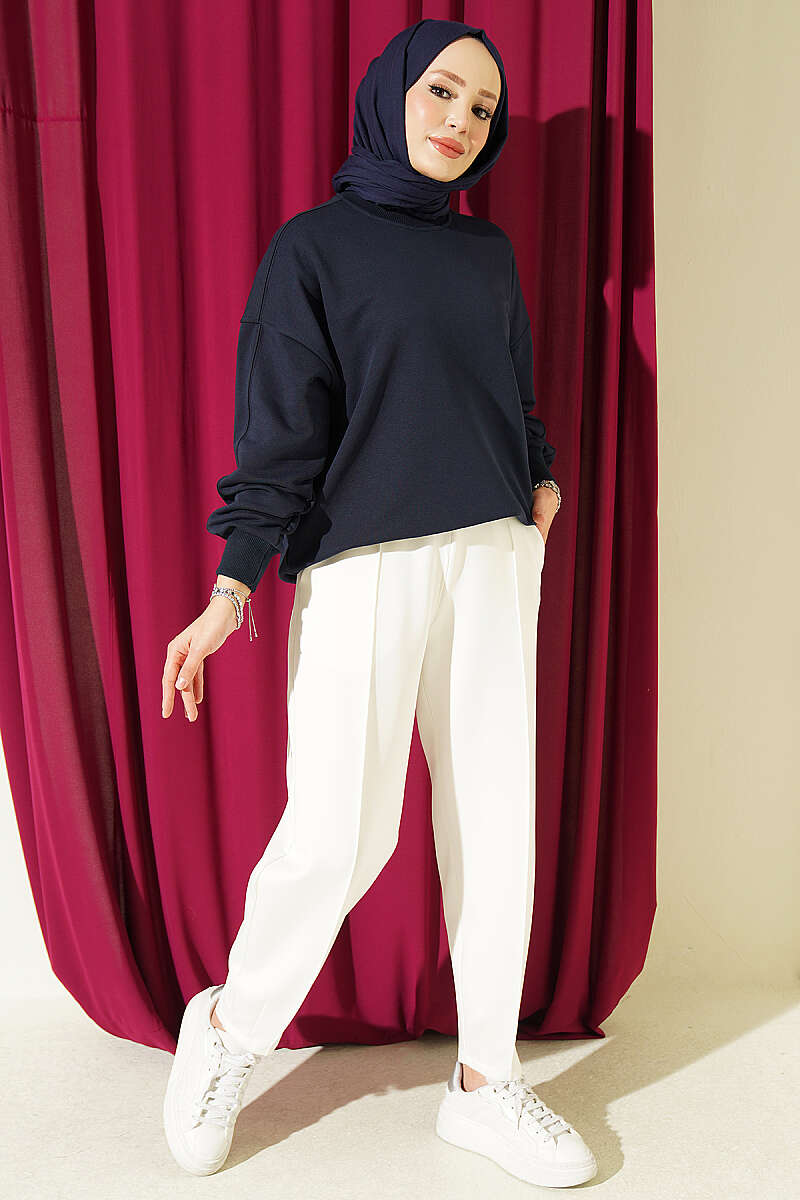 Hem Edge Detail Scuba Pants White - الصورة 2