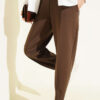 Hem Edge Detail Scuba Pants Brown