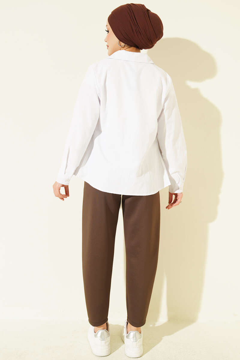 Hem Edge Detail Scuba Pants Brown - immagine 3