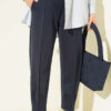 Hem Edge Detail Scuba Pants Navy Blue
