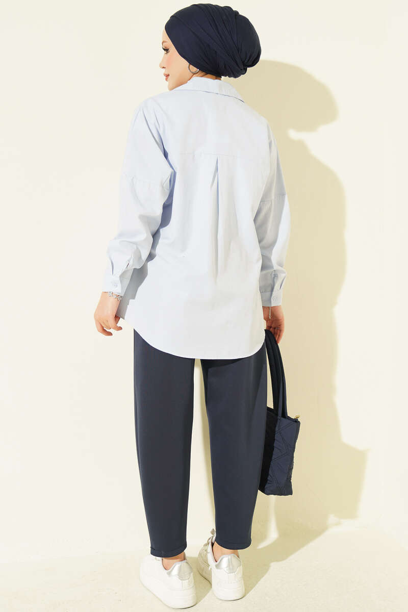 Hem Edge Detail Scuba Pants Navy Blue - immagine 3