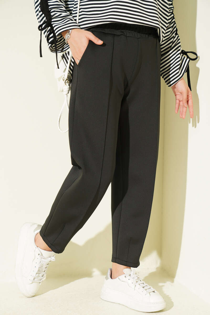 Hem Edge Detail Scuba Pants Black