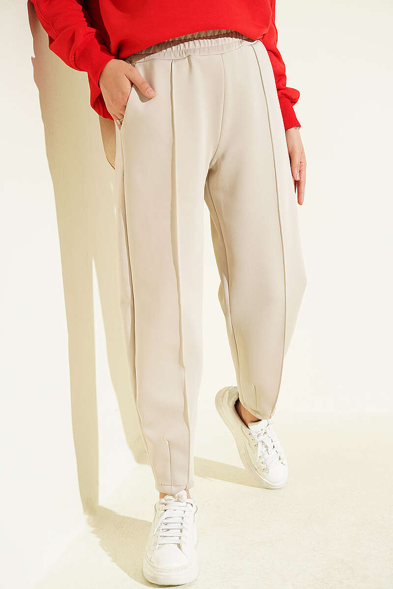 Hem Edge Detail Scuba Pants Stone