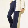 Scuba Pants with Slit Hem Edge Navy Blue