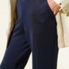 Scuba Pants with Slit Hem Edge Navy Blue – Image 4
