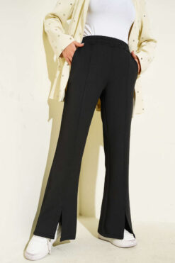 Alternative view of Scuba Pants with Slit Hem Edge Black