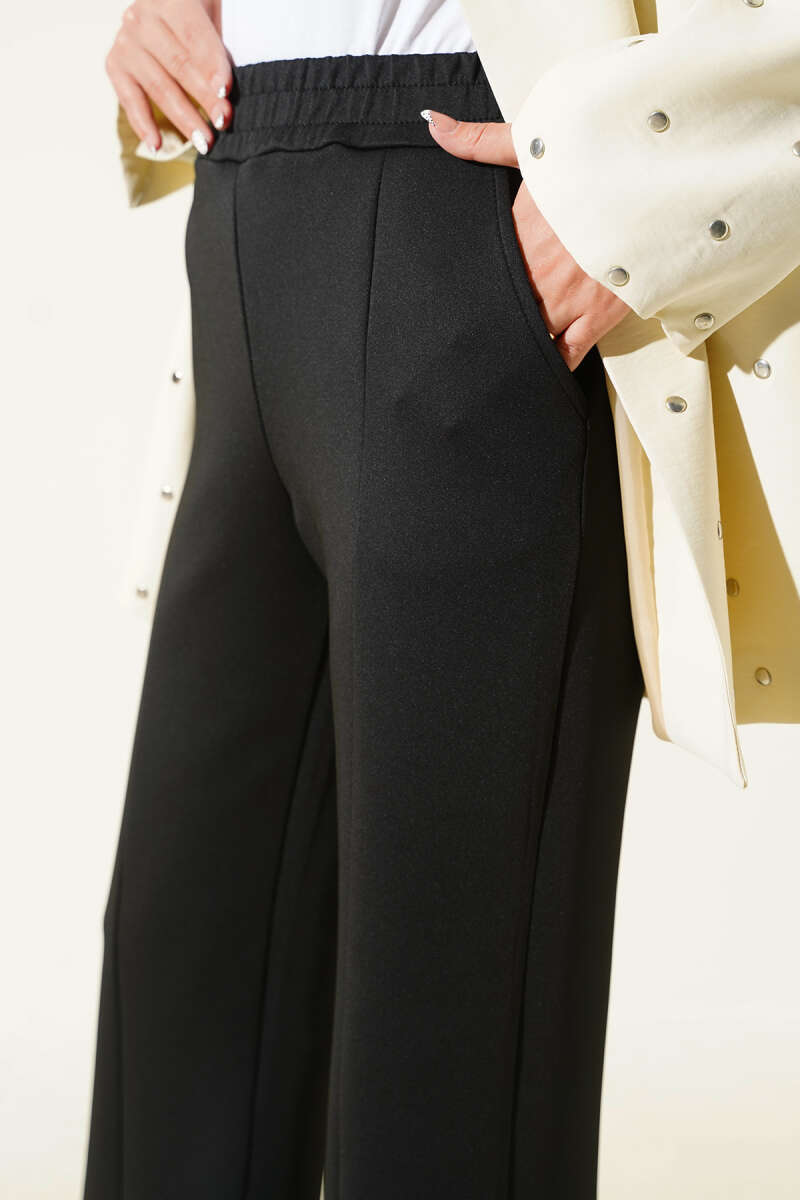 Scuba Pants with Slit Hem Edge Black – Image 4