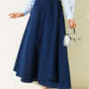 Detailed Piece Tied Denim Skirt Blue