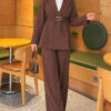Two-Piece Set with Patch Detail and Jacket Brown
