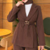 ⁦Two-Piece Set with Patch Detail and Jacket Brown⁩ - الصورة ⁦2⁩