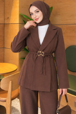 Alternative view of Two-Piece Set with Patch Detail and Jacket Brown
