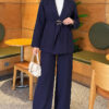 Two-Piece Set with Patch Detail and Jacket Navy Blue
