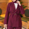 Two-Piece Set with Partially Detailed Jacket Plum