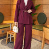 Two-Piece Set with Partially Detailed Jacket Plum - Imagen 2