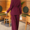 Two-Piece Set with Partially Detailed Jacket Plum - Imagen 3