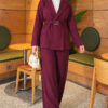 Two-Piece Set with Partially Detailed Jacket Plum - Imagen 4