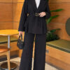 Two-Piece Set with Patch Detail and Jacket Black