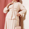 ⁦Detailed Piece Belted Skirt Ayrobin Set Beige⁩ - الصورة ⁦2⁩