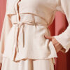 ⁦Detailed Piece Belted Skirt Ayrobin Set Beige⁩ - الصورة ⁦4⁩