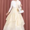 Asymmetrical Cut Polka Dot Hem Edge Skirt Yellow - immagine 3