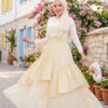 Asymmetrical Cut Polka Dot Hem Edge Skirt Yellow