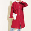 ⁦Hooded cape with capelet detail Burgundy⁩ - الصورة ⁦2⁩