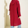 ⁦Hooded cape with capelet detail Burgundy⁩ - الصورة ⁦3⁩