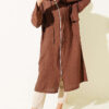 Hooded cape with capelet detail Brown
