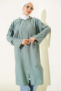Hooded cape with capelet detail Mint