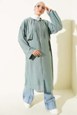 Alternative view of Hooded cape with capelet detail Mint