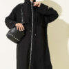 Hooded cape with capelet detail Black