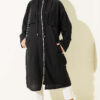 Hooded cape with capelet detail Black - Image 2