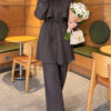 Cape with tie closure and detailed two-piece set Smoke – Bild 3